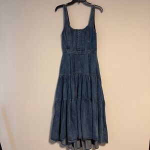 Alice + Olivia Blue Tiered Midi Dress